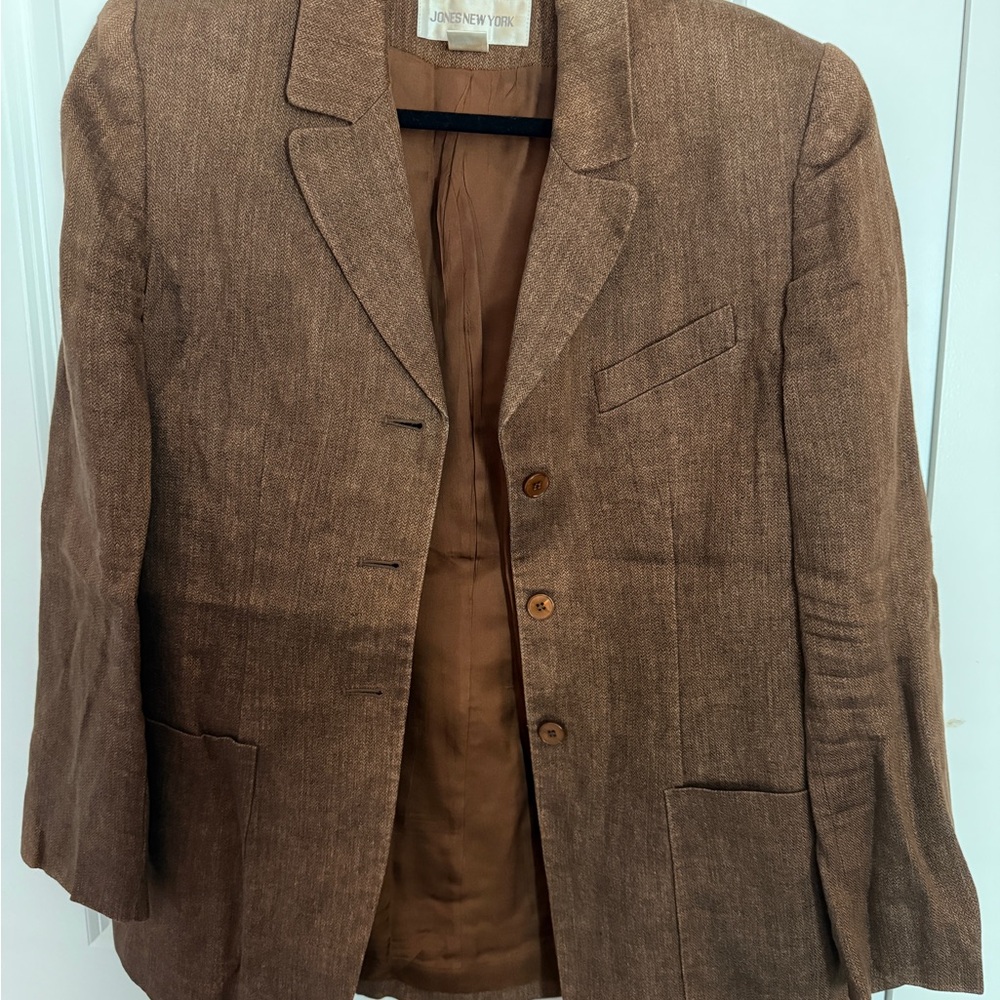 Jones of New York Women's Linen Brown Blazer